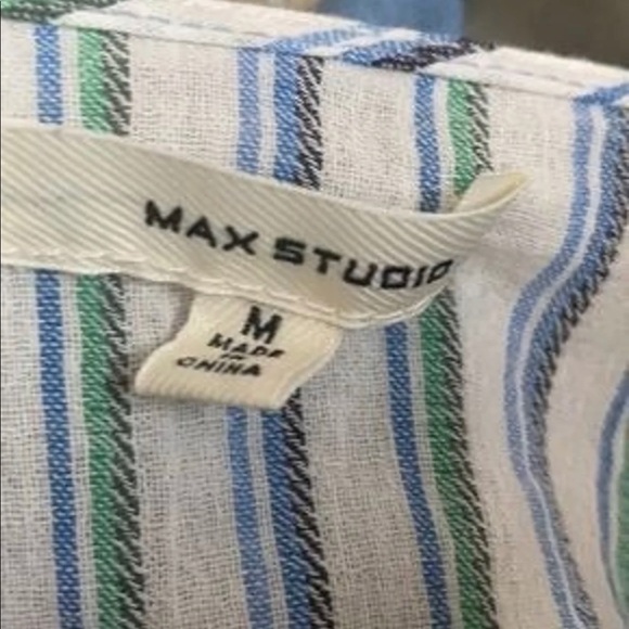 Max Studio
Pinstripe V-Neck Waist Tie Blouse Size M - Picture 4 of 5